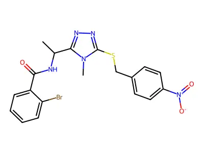 2-bromo-N-(1-{4-methyl-5-[(4-nitrobenzyl)sulfanyl]-4H-1,2,4-triazol-3-yl}ethyl)benzamide structure