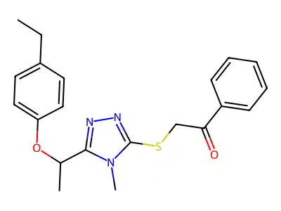 2-({5-[1-(4-ethylphenoxy)ethyl]-4-methyl-4H-1,2,4-triazol-3-yl}sulfanyl)-1-phenylethanone structure