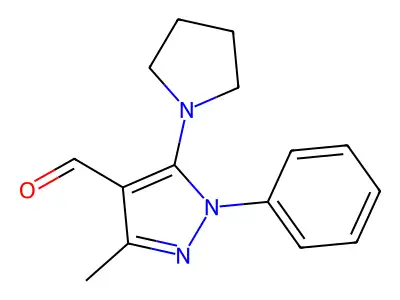 3-methyl-1-phenyl-5-(pyrrolidin-1-yl)-1H-pyrazole-4-carbaldehyde structure