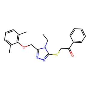 2-[[5-[(2,6-dimethylphenoxy)methyl]-4-ethyl-1,2,4-triazol-3-yl]sulfanyl]-1-phenylethanone structure