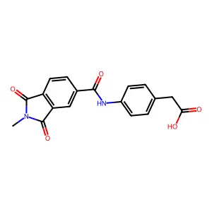2-(4-(2-Methyl-1,3-dioxoisoindoline-5-carboxamido)phenyl)acetic acid structure