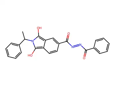 N'-benzoyl-1,3-dioxo-2-(1-phenylethyl)isoindole-5-carbohydrazide structure