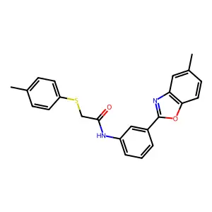 N-[3-(5-methyl-1,3-benzoxazol-2-yl)phenyl]-2-(4-methylphenyl)sulfanylacetamide structure