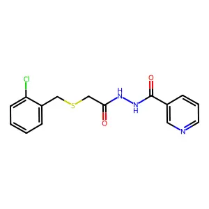 N'-[2-[(2-chlorophenyl)methylsulfanyl]acetyl]pyridine-3-carbohydrazide structure