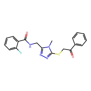 2-fluoro-N-[(4-methyl-5-phenacylsulfanyl-1,2,4-triazol-3-yl)methyl]benzamide structure