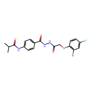 N-[4-[[[2-(2-bromo-4-chlorophenoxy)acetyl]amino]carbamoyl]phenyl]-2-methylpropanamide structure