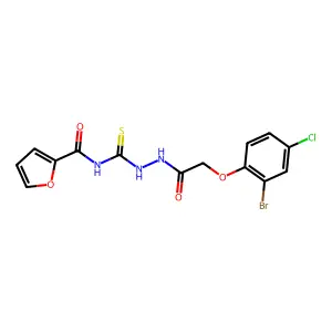 N-[[[2-(2-bromo-4-chlorophenoxy)acetyl]amino]carbamothioyl]furan-2-carboxamide structure