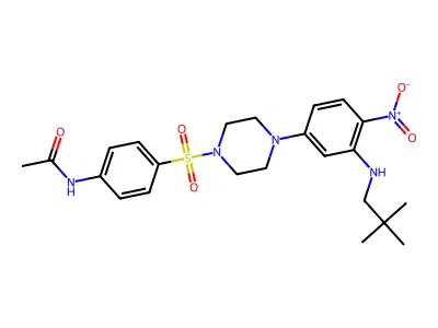 N-[4-[4-[3-(2,2-dimethylpropylamino)-4-nitrophenyl]piperazin-1-yl]sulfonylphenyl]acetamide structure
