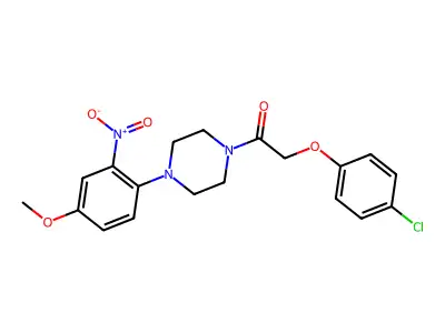 2-(4-Chlorophenoxy)-1-[4-(4-methoxy-2-nitrophenyl)piperazin-1-yl]ethanone structure