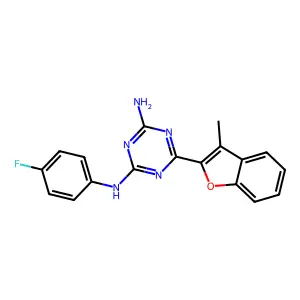 N2-(4-fluorophenyl)-6-(3-methyl-2-benzofuranyl)-1,3,5-triazine-2,4-diamine structure
