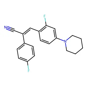 (E)-2-(4-fluorophenyl)-3-(2-fluoro-4-piperidin-1-ylphenyl)prop-2-enenitrile structure