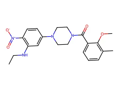 [4-[3-(ethylamino)-4-nitrophenyl]piperazin-1-yl]-(2-methoxy-3-methylphenyl)methanone structure