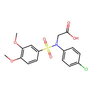N-(4-chlorophenyl)-N-[(3,4-dimethoxyphenyl)sulfonyl]glycine structure