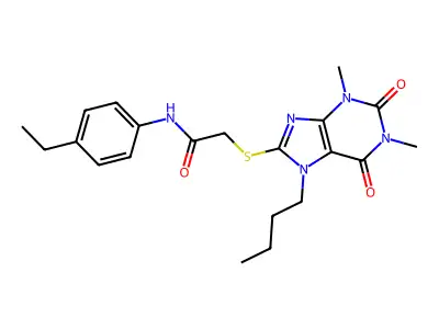 2-(7-butyl-1,3-dimethyl-2,6-dioxopurin-8-yl)sulfanyl-N-(4-ethylphenyl)acetamide structure