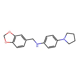 N-(1,3-benzodioxol-5-ylmethyl)-4-pyrrolidin-1-ylaniline structure