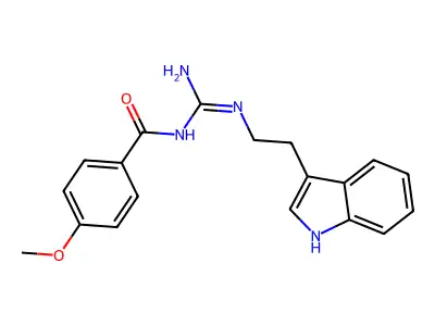 N-{N-[2-(1H-indol-3-yl)ethyl]carbamimidoyl}-4-methoxybenzamide structure