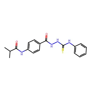 2-methyl-N-[4-[(phenylcarbamothioylamino)carbamoyl]phenyl]propanamide structure