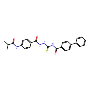 N-[[[4-(2-methylpropanoylamino)benzoyl]amino]carbamothioyl]-4-phenylbenzamide structure