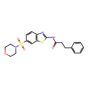 N-[6-(4-morpholinylsulfonyl)-1,3-benzothiazol-2-yl]-3-phenylpropanamide structure