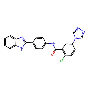 N-[4-(1H-benzimidazol-2-yl)phenyl]-2-chloro-5-(1,2,4-triazol-4-yl)benzamide structure