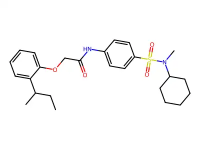 2-(2-sec-butylphenoxy)-N-(4-{[cyclohexyl(methyl)amino]sulfonyl}phenyl)acetamide structure