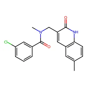 3-chloro-N-[(2-hydroxy-6-methylquinolin-3-yl)methyl]-N-methylbenzamide structure