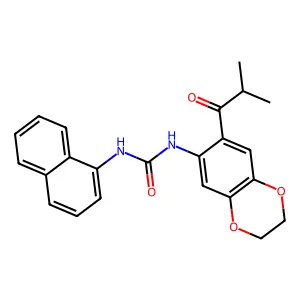 1-[7-(2-Methylpropanoyl)-2,3-dihydro-1,4-benzodioxin-6-yl]-3-naphthalen-1-ylurea structure