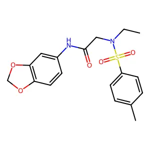 N-(1,3-benzodioxol-5-yl)-2-[ethyl-(4-methylphenyl)sulfonylamino]acetamide structure