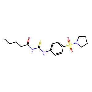N-({[4-(1-pyrrolidinylsulfonyl)phenyl]amino}carbonothioyl)pentanamide structure