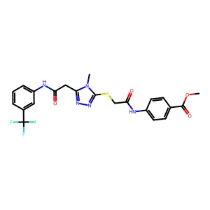 methyl 4-[({[4-methyl-5-(2-oxo-2-{[3-(trifluoromethyl)phenyl]amino}ethyl)-4H-1,2,4-triazol-3-yl]sulfanyl}acetyl)amino]benzoate structure
