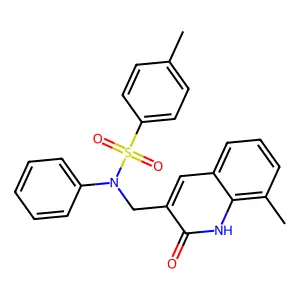 4-methyl-N-[(8-methyl-2-oxo-1H-quinolin-3-yl)methyl]-N-phenylbenzenesulfonamide structure