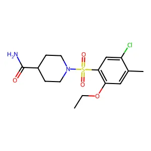 1-(5-Chloro-2-ethoxy-4-methylphenyl)sulfonylpiperidine-4-carboxamide structure