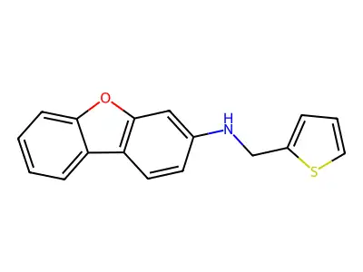 N-(thiophen-2-ylmethyl)dibenzofuran-3-amine structure