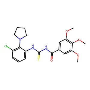 N-[(3-chloro-2-pyrrolidin-1-ylphenyl)carbamothioyl]-3,4,5-trimethoxybenzamide structure