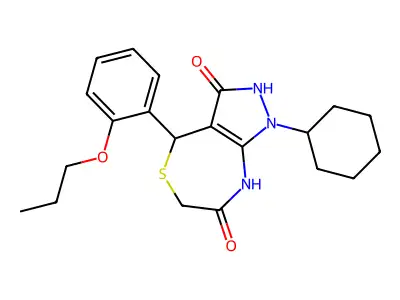 1-cyclohexyl-4-(2-propoxyphenyl)-4,8-dihydro-2H-pyrazolo[3,4-e][1,4]thiazepine-3,7-dione structure