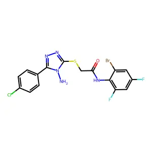 2-[[4-amino-5-(4-chlorophenyl)-1,2,4-triazol-3-yl]sulfanyl]-N-(2-bromo-4,6-difluorophenyl)acetamide structure