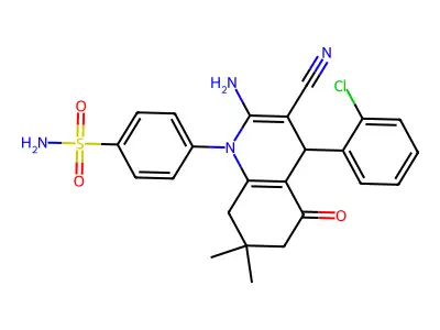 4-[2-amino-4-(2-chlorophenyl)-3-cyano-7,7-dimethyl-5-oxo-5,6,7,8-tetrahydroquinolin-1(4H)-yl]benzenesulfonamide structure