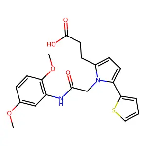 3-[1-{2-[(2,5-dimethoxyphenyl)amino]-2-oxoethyl}-5-(thiophen-2-yl)-1H-pyrrol-2-yl]propanoic acid structure