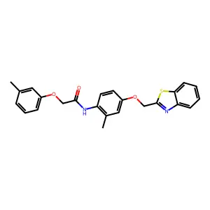 N-[4-(1,3-benzothiazol-2-ylmethoxy)-2-methylphenyl]-2-(3-methylphenoxy)acetamide structure