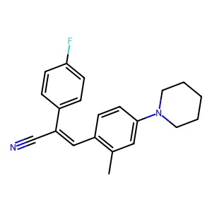 (E)-2-(4-fluorophenyl)-3-(2-methyl-4-piperidin-1-ylphenyl)prop-2-enenitrile structure