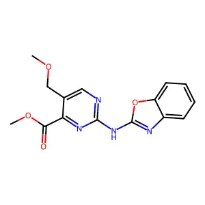 Methyl 2-(1,3-benzoxazol-2-ylamino)-5-(methoxymethyl)pyrimidine-4-carboxylate structure