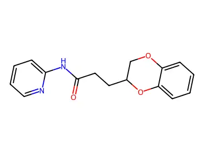 3-(2,3-dihydro-1,4-benzodioxin-3-yl)-N-pyridin-2-ylpropanamide structure
