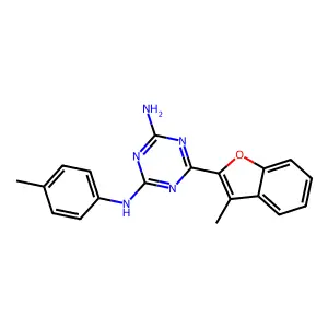 6-(3-methyl-1-benzofuran-2-yl)-N-(4-methylphenyl)-1,3,5-triazine-2,4-diamine structure