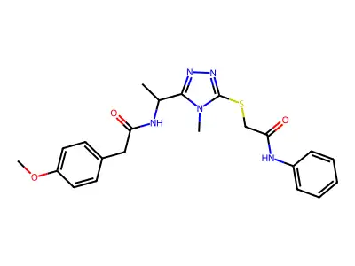 2-(4-methoxyphenyl)-N-[1-(4-methyl-5-{[2-oxo-2-(phenylamino)ethyl]sulfanyl}-4H-1,2,4-triazol-3-yl)ethyl]acetamide structure