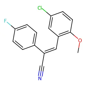 (E)-3-(5-chloro-2-methoxyphenyl)-2-(4-fluorophenyl)prop-2-enenitrile structure
