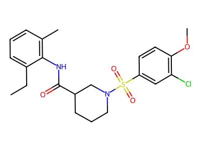 1-(3-chloro-4-methoxyphenyl)sulfonyl-N-(2-ethyl-6-methylphenyl)piperidine-3-carboxamide structure