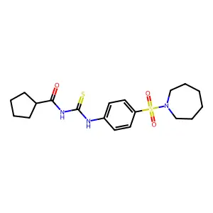 N-[[4-(azepan-1-ylsulfonyl)phenyl]carbamothioyl]cyclopentanecarboxamide structure