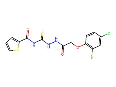 N-({2-[(2-bromo-4-chlorophenoxy)acetyl]hydrazino}carbonothioyl)-2-thiophenecarboxamide structure
