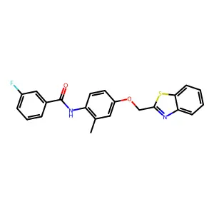 N-[4-(1,3-benzothiazol-2-ylmethoxy)-2-methylphenyl]-3-fluorobenzamide structure