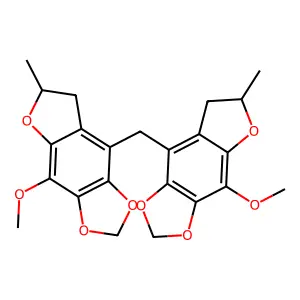 4-methoxy-8-[(4-methoxy-6-methyl-6,7-dihydrofuro[2,3-f][1,3]benzodioxol-8-yl)methyl]-6-methyl-6,7-dihydrofuro[2,3-f][1,3]benzodioxole structure